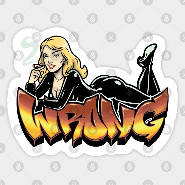 Wrong Blonde Latex Pinup Sticker by Wrongteeshirt